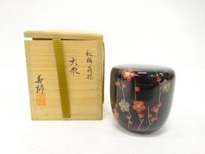 橋本春路造　螺鈿漆塗り蒔絵　紅梅　大棗